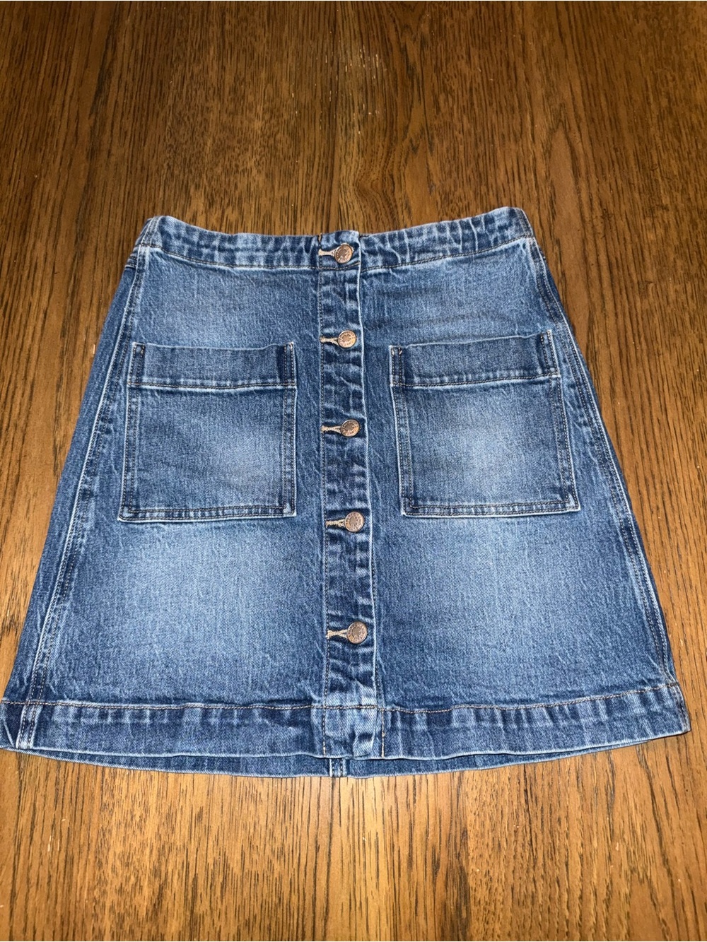 Lucky Brand Blue Denim A-Line Button-Front Skirt